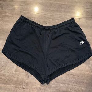 Nike Black Women's Athletic Shorts with White Swoosh - 3XL